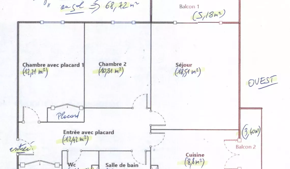 Bayonne Camps de Prats - A deux pas du centre ville, au calme et sans vis à vis, lumineux type 3 de 70 m² habitable, balcon + terrasse + séchoir à l’étage de 19 m². Possibilité d’acheter un garage en plus