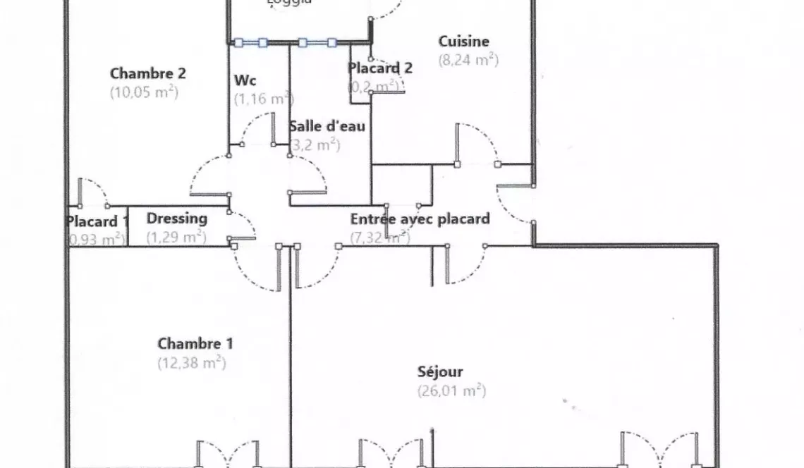 Bayonne Marracq les Palmiers - Au 3 ème étage, type 4 de 71 m² habitable à relooker vendu loué, 2 chambres et double séjour de 26 m², cave et place de parking