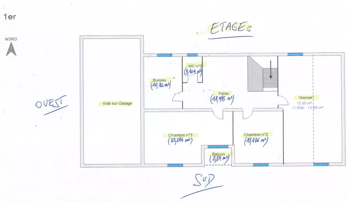Briscous sur la hauteur - Dans un environnement exceptionnel, traditionnelle de 170 m² habitable, pièce de vie de 45 m², 3 chambres dont une en rdc sur 2724 m² de terrain