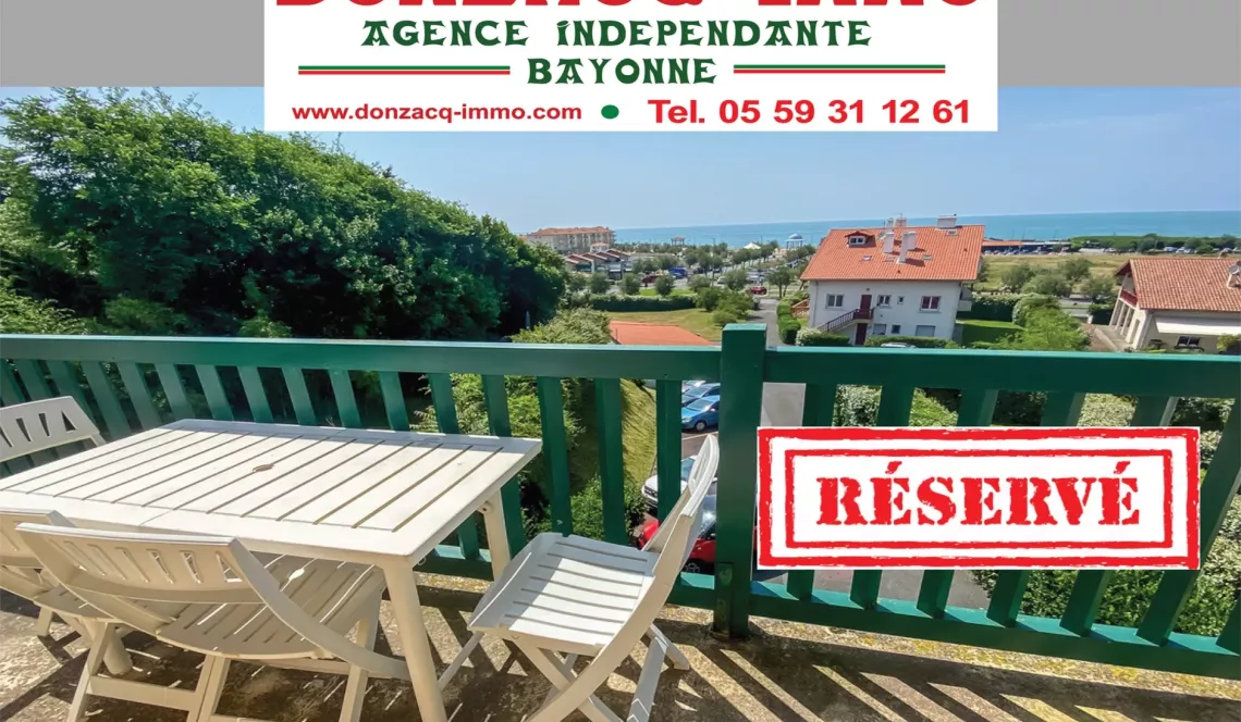 Anglet La Chambre d’Amour - Vue océan et dernier étage pour ce type 3 de 83 m² habitable, terrasse de 12 m², séjour de 40 m² + cave de 18 m² + place de parking