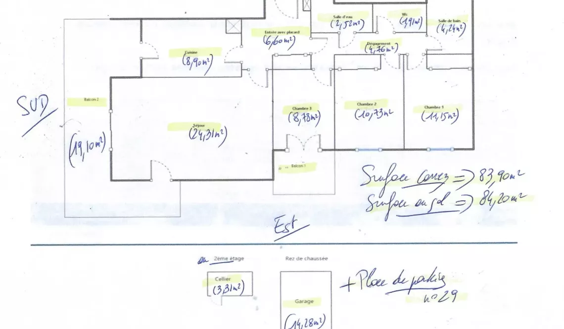 Exclusivité St Martin de Seignanx - Dernier étage pour ce type 4 de 84 m² habitable, pièce de vie de 25 m² sur terrasse, cellier, place de parking + garage indépendant