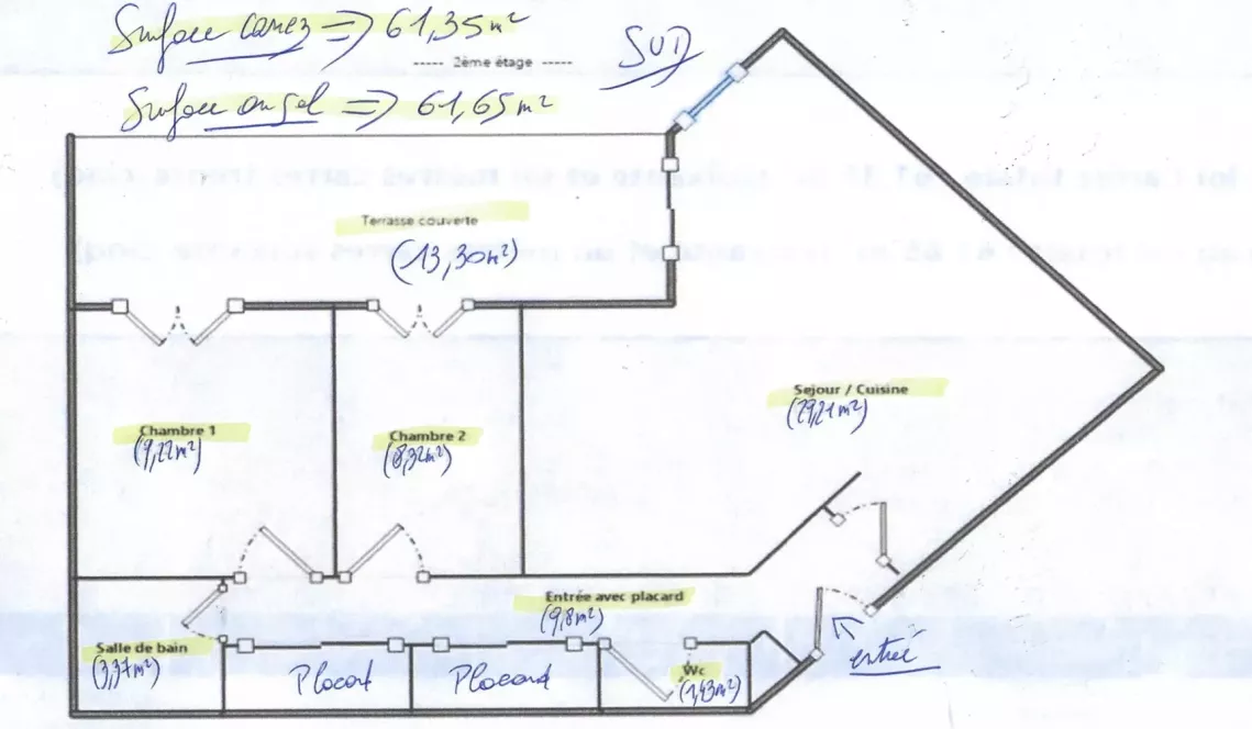 Sur Anglet Aritxague - Dernier étage pour ce beau type 3 de 62 m² habitable, pièce de vie de 30 m² sur terrasse de 14 m², cave + 2 places de parkings