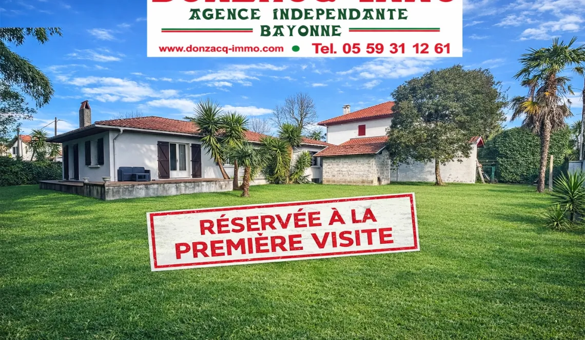 Biarritz au calme - Sur splendide parcelle plate plein sud de 996 m², plain-pied de 85 m² habitable à réhabiliter + garage ou le départ d’un nouveau projet?