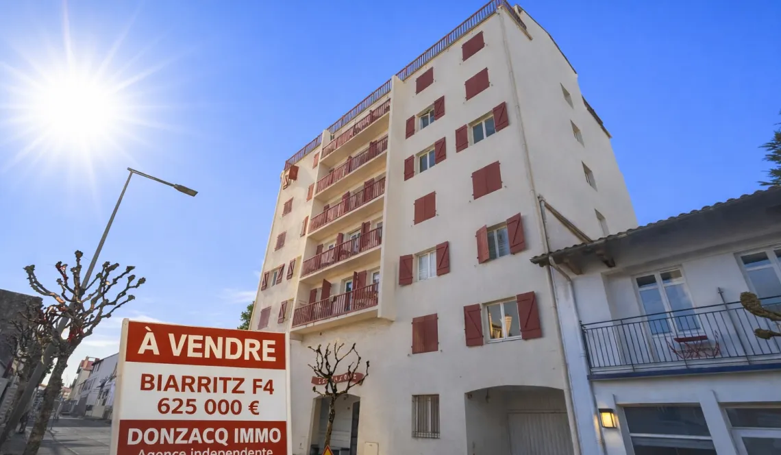 Co-Exclusivité sur Biarritz Avenue de la Marne - Type 4 de 86 m² habitable à relooker, pièce de vie de 26 m² + cave + parking en sous-sol