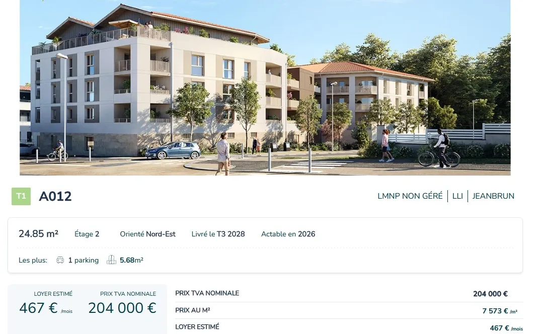 Anglet Avenue d’Espagne - Studio de 25 m² habitable disponible en 2028 au 2 ème sur 4 étages + balcon + place de parking