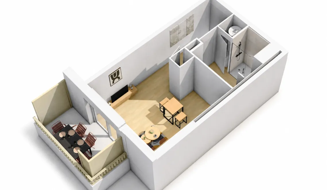 Anglet Avenue d’Espagne - Studio de 25 m² habitable disponible en 2028 au 2 ème sur 4 étages + balcon + place de parking