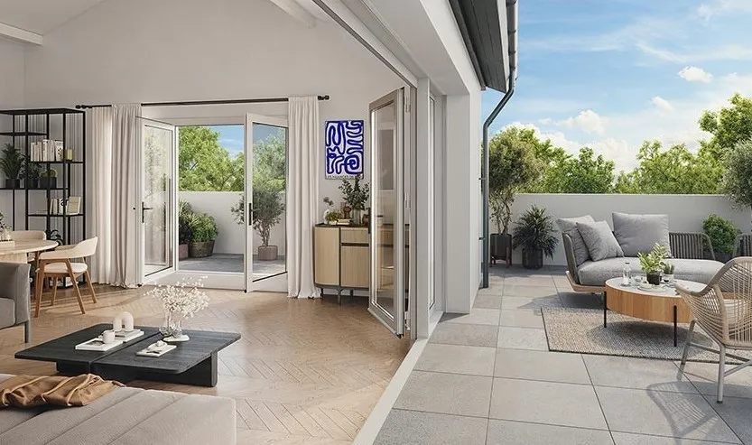 Bayonne plein sud - Beau type 4 de 90 m² habitable, pièce de vie de 38 m² + grand balcon/terrsasse de 15 m² + place de parking privative