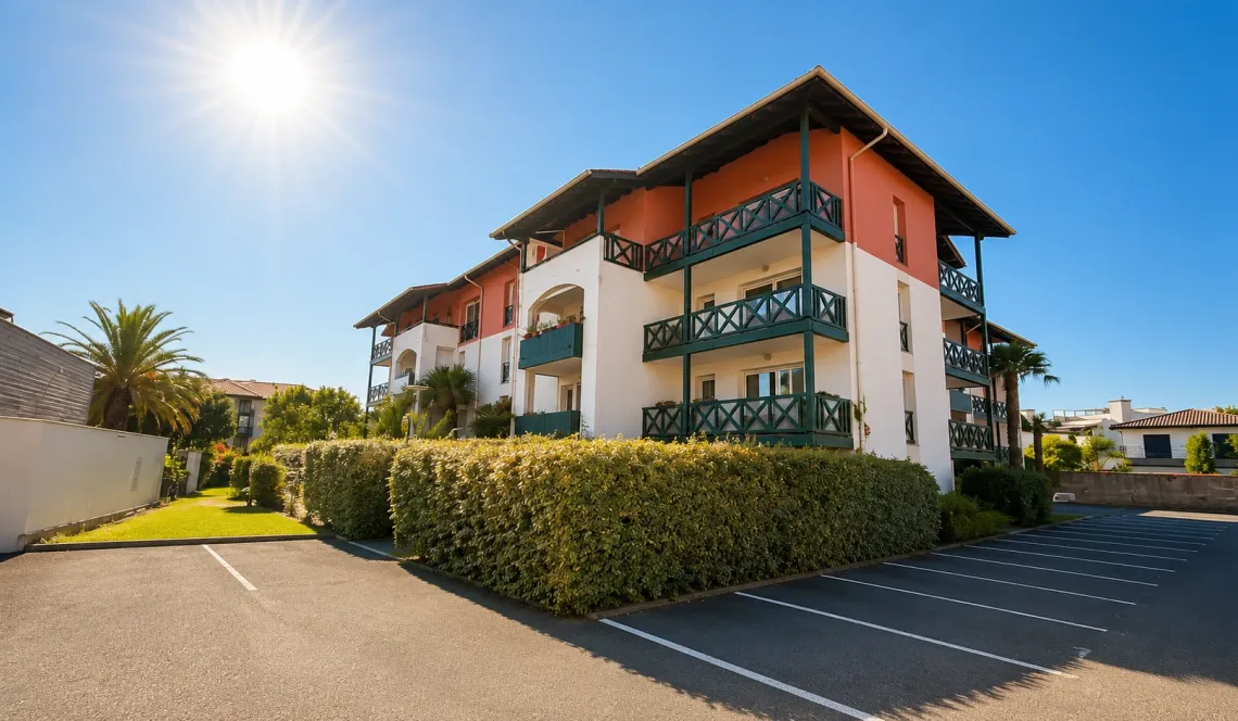 Anglet les 5 Cantons - Joli type 3 de 70 m² habitable dans résidence intimiste des années 1997, 2 terrasses ensoleillées, agréable séjour avec sa jolie cuisine équipée, cellier + place de parking