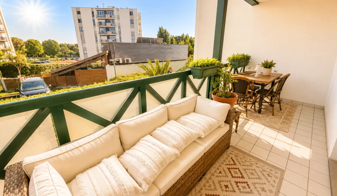 Anglet les 5 Cantons - Joli type 3 de 70 m² habitable dans résidence intimiste des années 1997, 2 terrasses ensoleillées, agréable séjour avec sa jolie cuisine équipée, cellier + place de parking