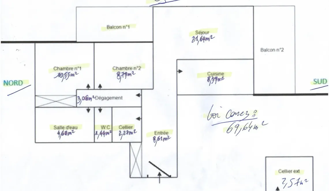 Anglet les 5 Cantons - Joli type 3 de 70 m² habitable dans résidence intimiste des années 1997, 2 terrasses ensoleillées, agréable séjour avec sa jolie cuisine équipée, cellier + place de parking