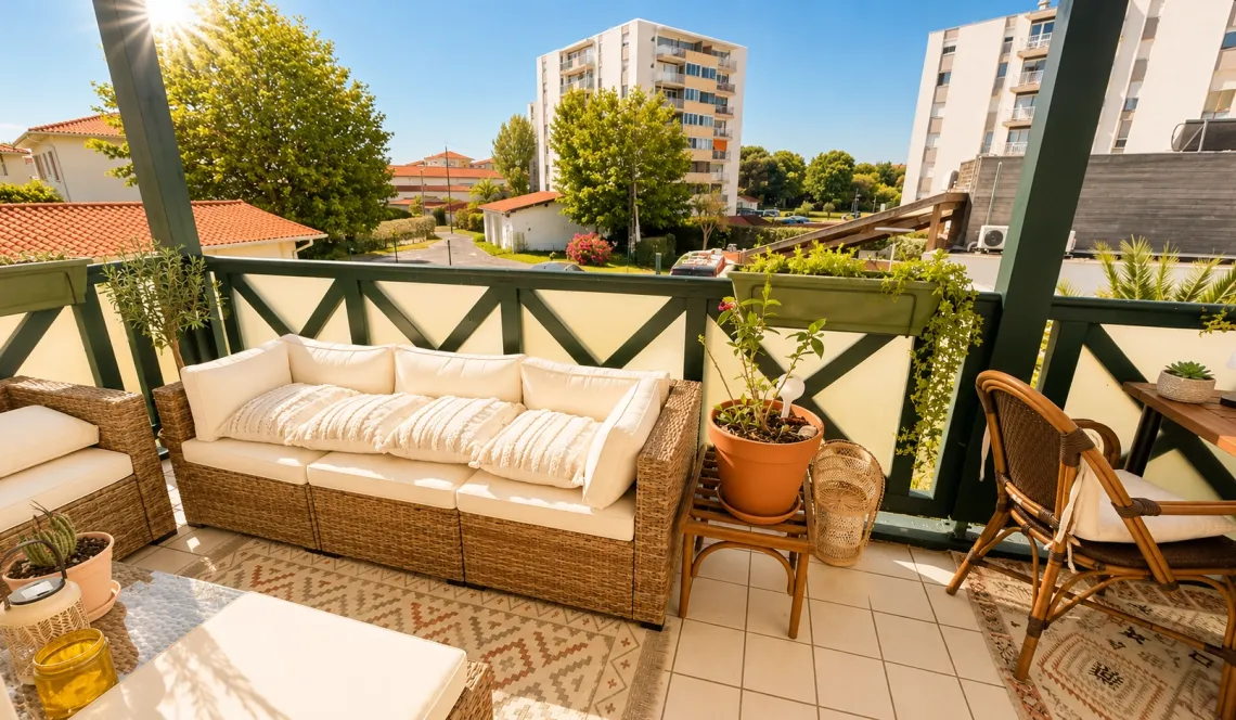 Anglet les 5 Cantons - Joli type 3 de 70 m² habitable dans résidence intimiste des années 1997, 2 terrasses ensoleillées, agréable séjour avec sa jolie cuisine équipée, cellier + place de parking