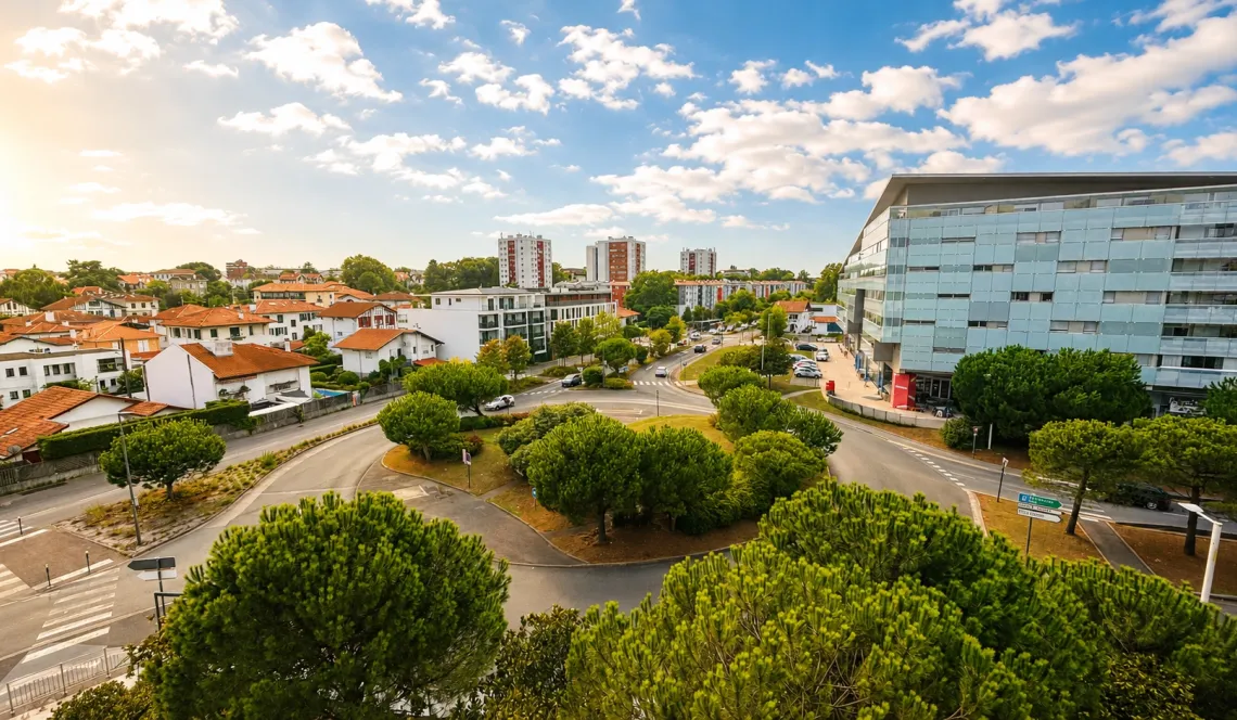 Bayonne Marinadour - Etage élevé pour ce spacieux type 2 de 53 m² habitable, pièce de vie de 30 m² sur terrasse au sud-ouest de 7 m², grande chambre séparée. Parking en sous-sol!