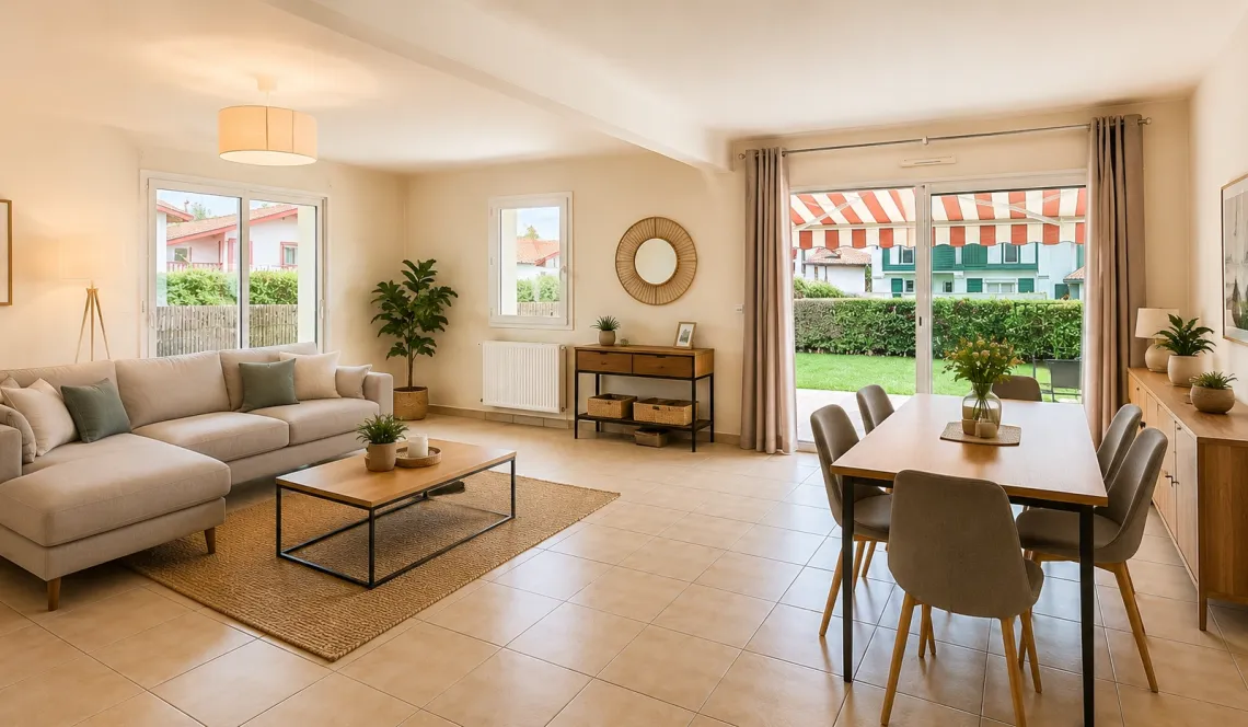 Ustaritz au coeur de ville - Maison de 116 m² habitable, 3 chambres sur belle parcelle de 306 m² privative et un grand garage de 19 m²