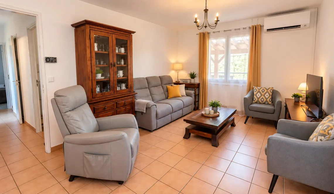 Biarritz proche Gare - Joli pavillon mitoyen d’un côté de 84 m² habitable sur deux niveaux, pièce de vie de 24 m² à l’étage, grande terrasse, garage de 24 m² + cave de 20 m²
