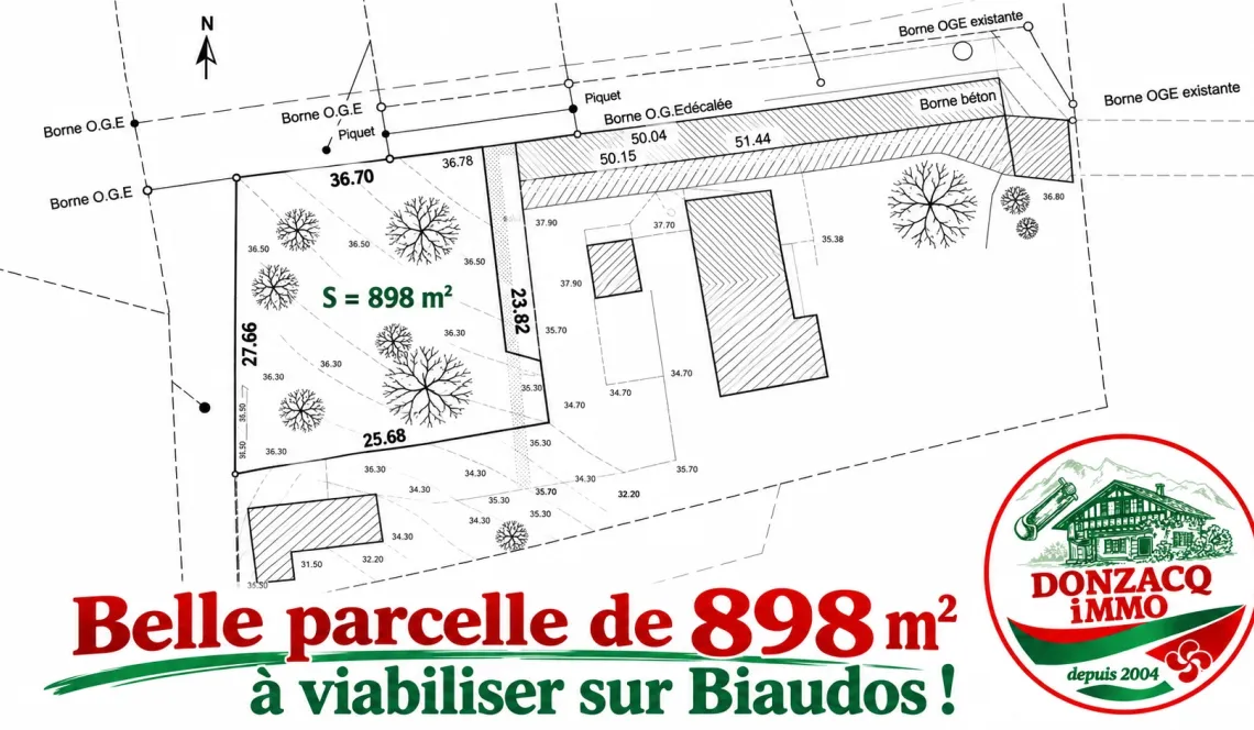 Sur Biaudos à la campagne - Belle parcelle à bâtir de 898 m² à viabiliser pour un projet au calme et le nez dans la forêt