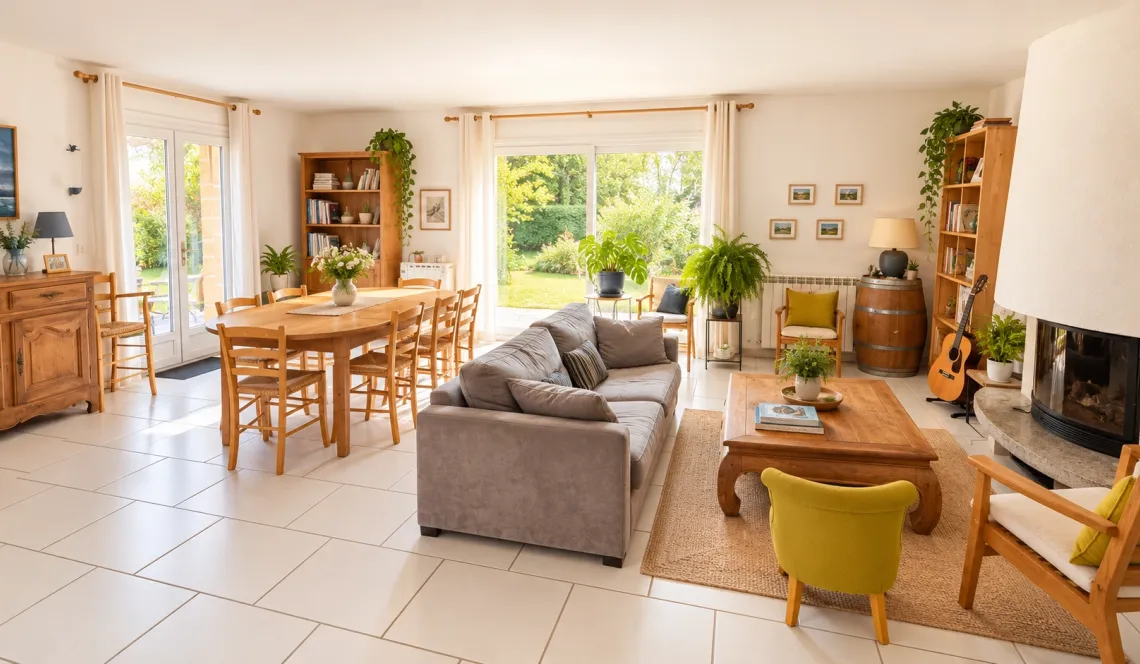 Exclusivité sur la hauteur de Bardos, au calme - Joli plain-pied de 131 m² habitable sur deux niveaux, 4 chambres, belle pièce de vie de 48 m², grand garage sur parcelle de 3 000 m²