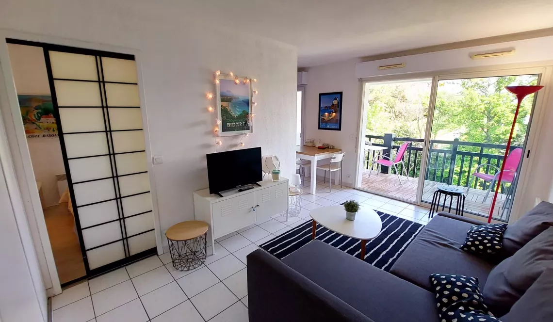 Bidart - Dernier étage et jolie vue montagne pour ce type 2 de 32 m² H + terrasse + cave + parking privé 