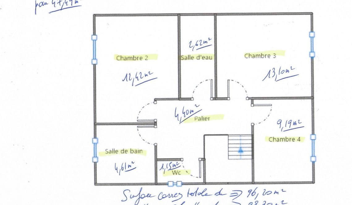 Bayonne St Croix - Maison mitoyenne de 96 m² habitable, 4 chambres + terrasse + garage sur 324 m² de terrain