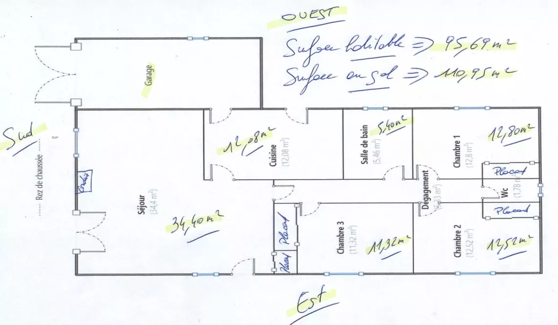 Cambo les Bains - Joli plain-pied de 1999 de 96 m² habitable + garage de 15 m² sur parcelle plate de 699 m²