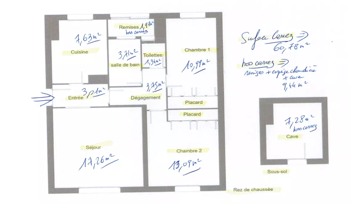 Bayonne sur la hauteur - Jolie vue dégagée sur parc pour ce beau type 3 de 61 m² habitable à rénover + grande cave