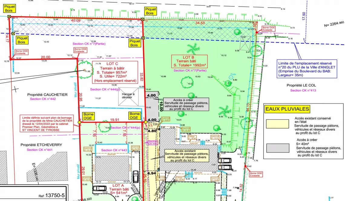 RARE à Anglet rue de Lamouly - Terrain à bâtir plat d’une surface de 500 m², prévoir viabilisation + branchement tout à l’égout