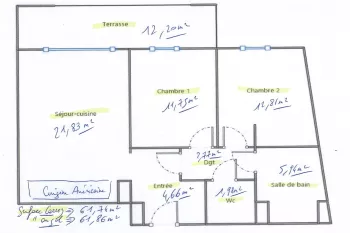 Bayonne - Dans résidence de 2016, type 3 de 62 m² habitable + terrasse + parking en sous-sol