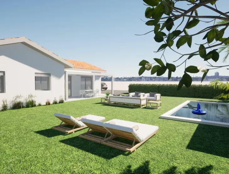 Anglet - Projet de construction d’un plain-pied de 95 m² H, 3 chambres, pièce de vie de 40 m², garage sur parcelle plate plein sud de 500 m² 
