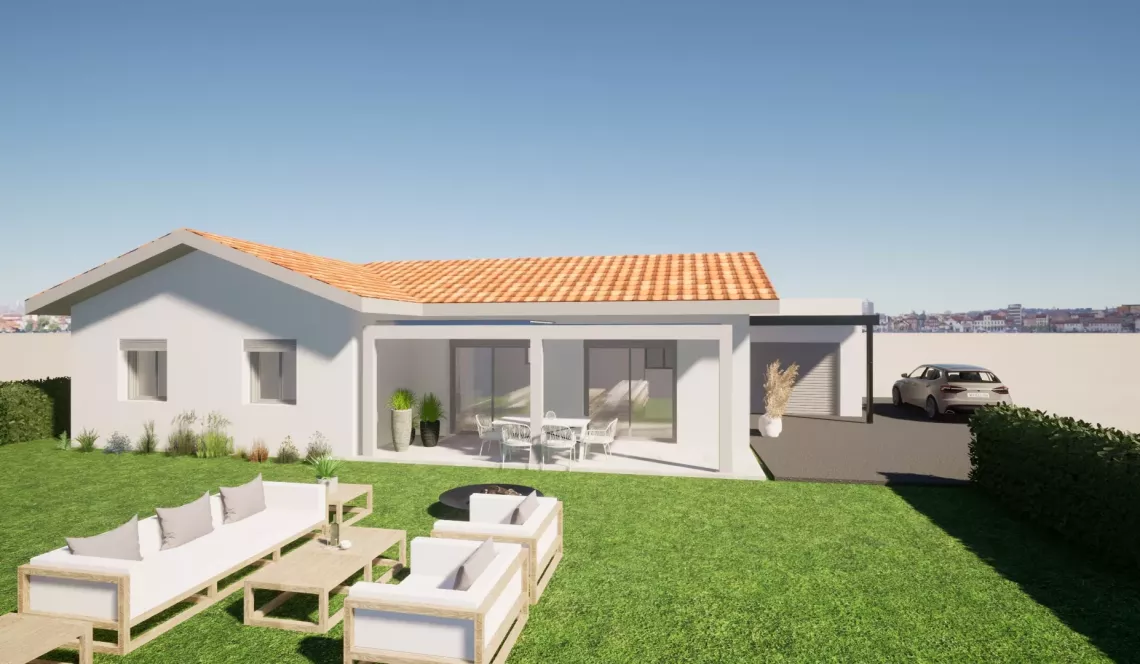 Anglet rue de Lamouly - Projet de construction d’un plain-pied de 95 m² H, 3 chambres, pièce de vie de 40 m², garage sur parcelle plate plein sud de 500 m² 