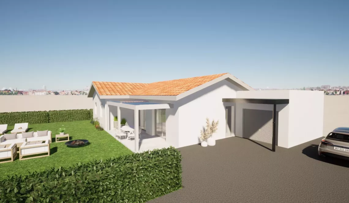 Anglet rue de Lamouly - Projet de construction d’un plain-pied de 95 m² H, 3 chambres, pièce de vie de 40 m², garage sur parcelle plate plein sud de 500 m² 