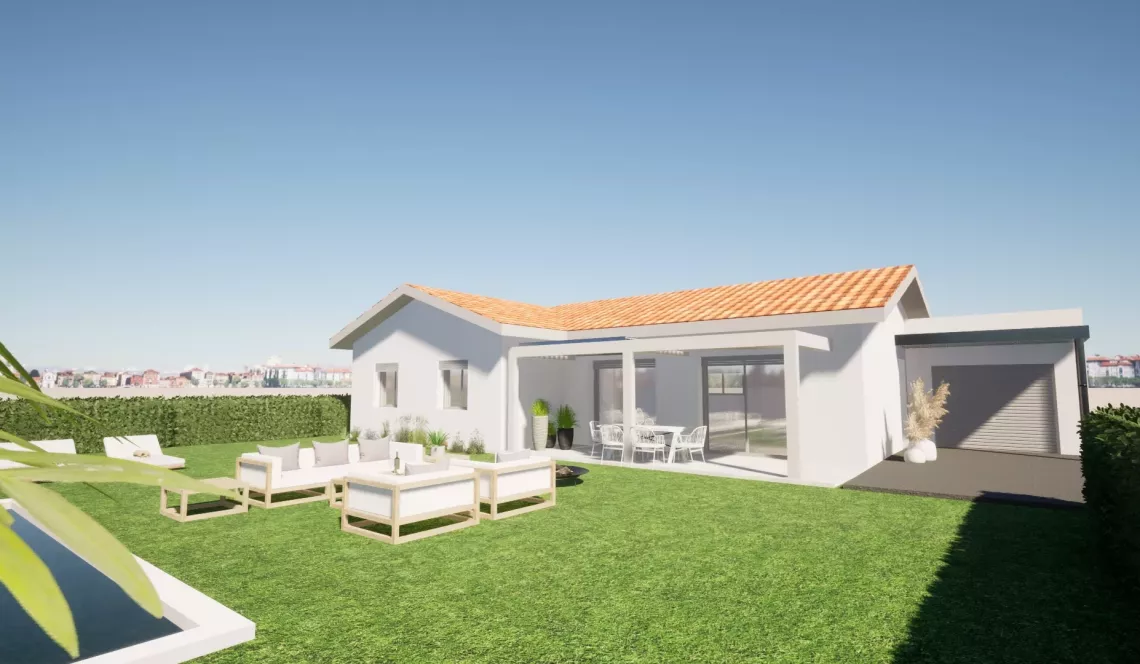 Anglet rue de Lamouly - Projet de construction d’un plain-pied de 95 m² H, 3 chambres, pièce de vie de 40 m², garage sur parcelle plate plein sud de 500 m² 