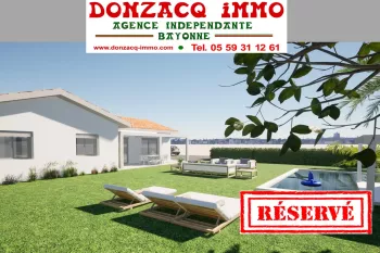 Anglet rue de Lamouly - Projet de construction d’un plain-pied de 95 m² H, 3 chambres, pièce de vie de 40 m², garage sur parcelle plate plein sud de 722 m² 