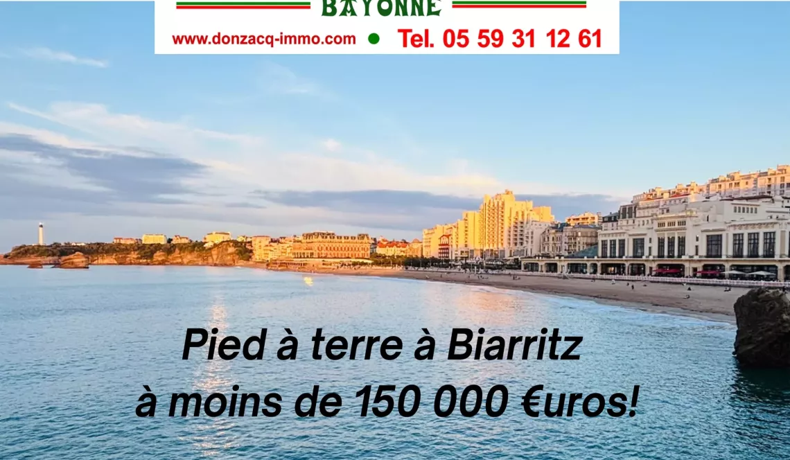 RARE et à deux pas du centre ville de Biarritz - Dans toute petite copropriété, joli studio plein sud de 17 m² vendu meublé et en parfait état + balcon. 