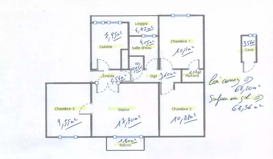 Anglet quartier Montbrun proche Pignada - Etage élevé pour ce type 3/4 de 68 m² habitable + balcon + cave + parking extérieur (Poss garage en +) 