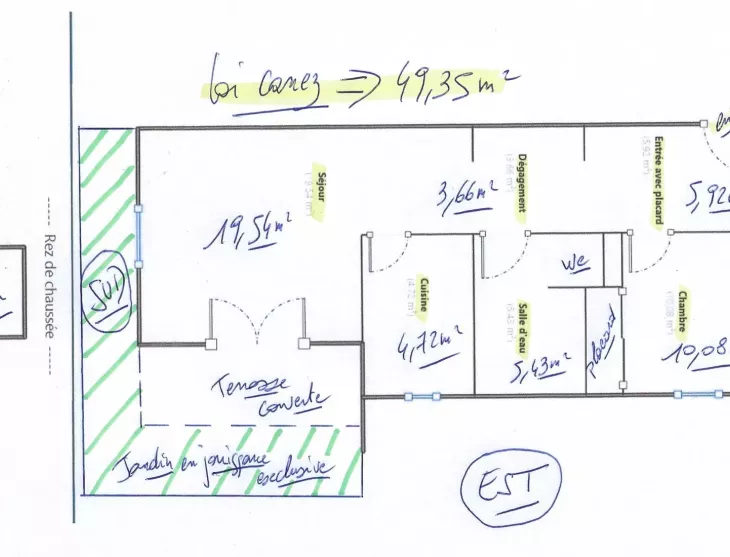 St Jean de Luz Chantaco/Urdazuri - Joli type 2 de 50 m² en rez de chaussée avec terrasse couverte et jardin en jouissance exclusive + parking extérieur + cave